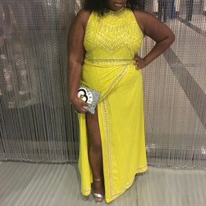 High neck, maxi gown with beaded/sequin details